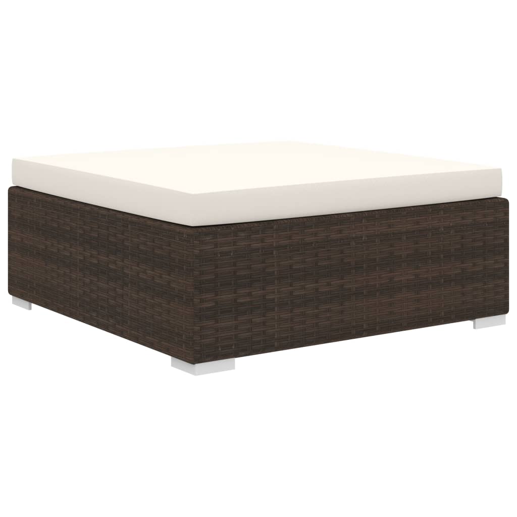10 pcs conjunto lounge jardim c/ almofadões vime PE castanho