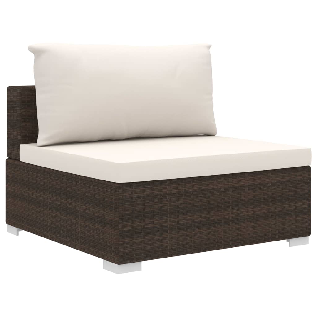 10 pcs conjunto lounge jardim c/ almofadões vime PE castanho