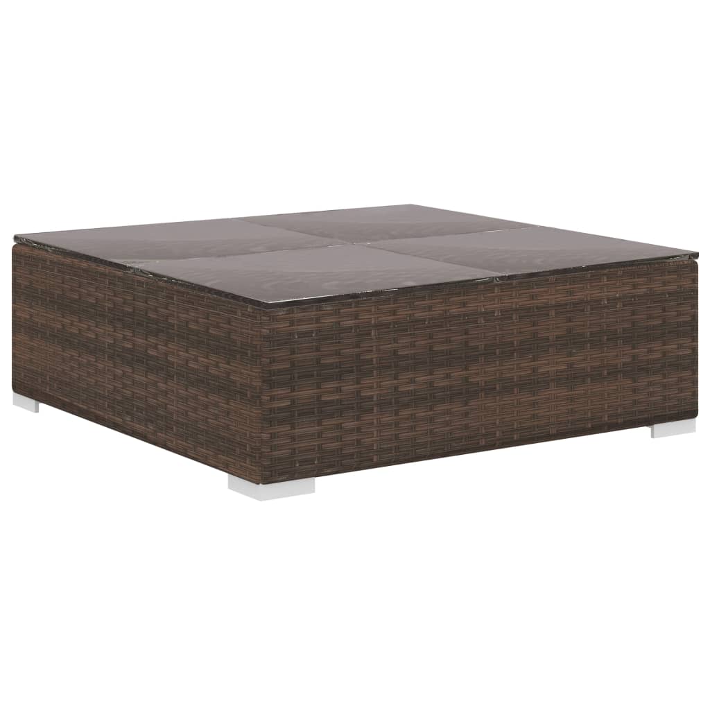 10 pcs conjunto lounge jardim c/ almofadões vime PE castanho