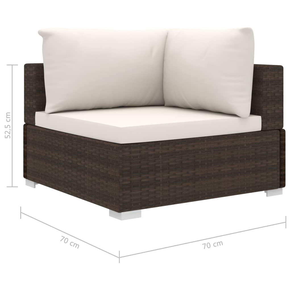 10 pcs conjunto lounge jardim c/ almofadões vime PE castanho