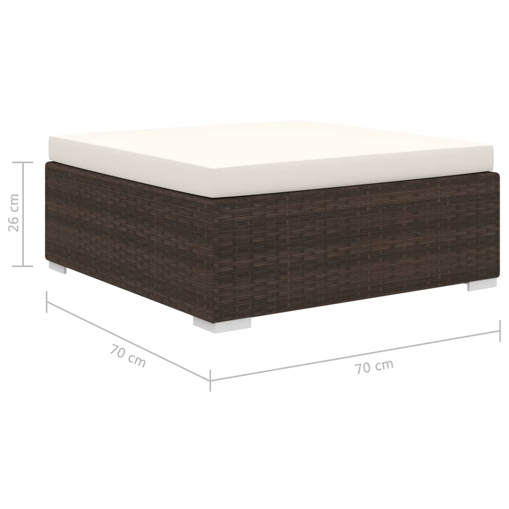 10 pcs conjunto lounge jardim c/ almofadões vime PE castanho