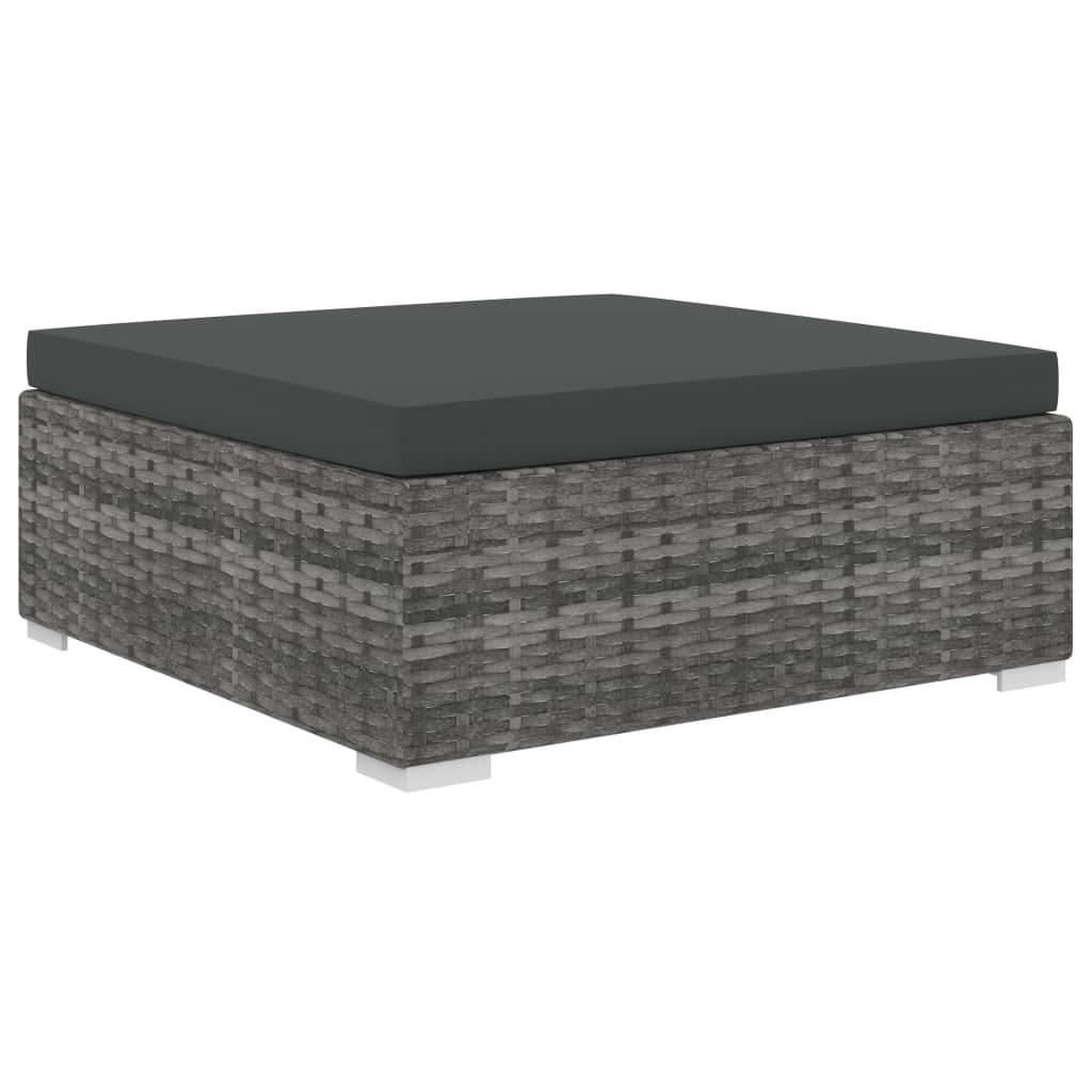10 pcs conjunto lounge de jardim c/ almofadões vime PE cinzento