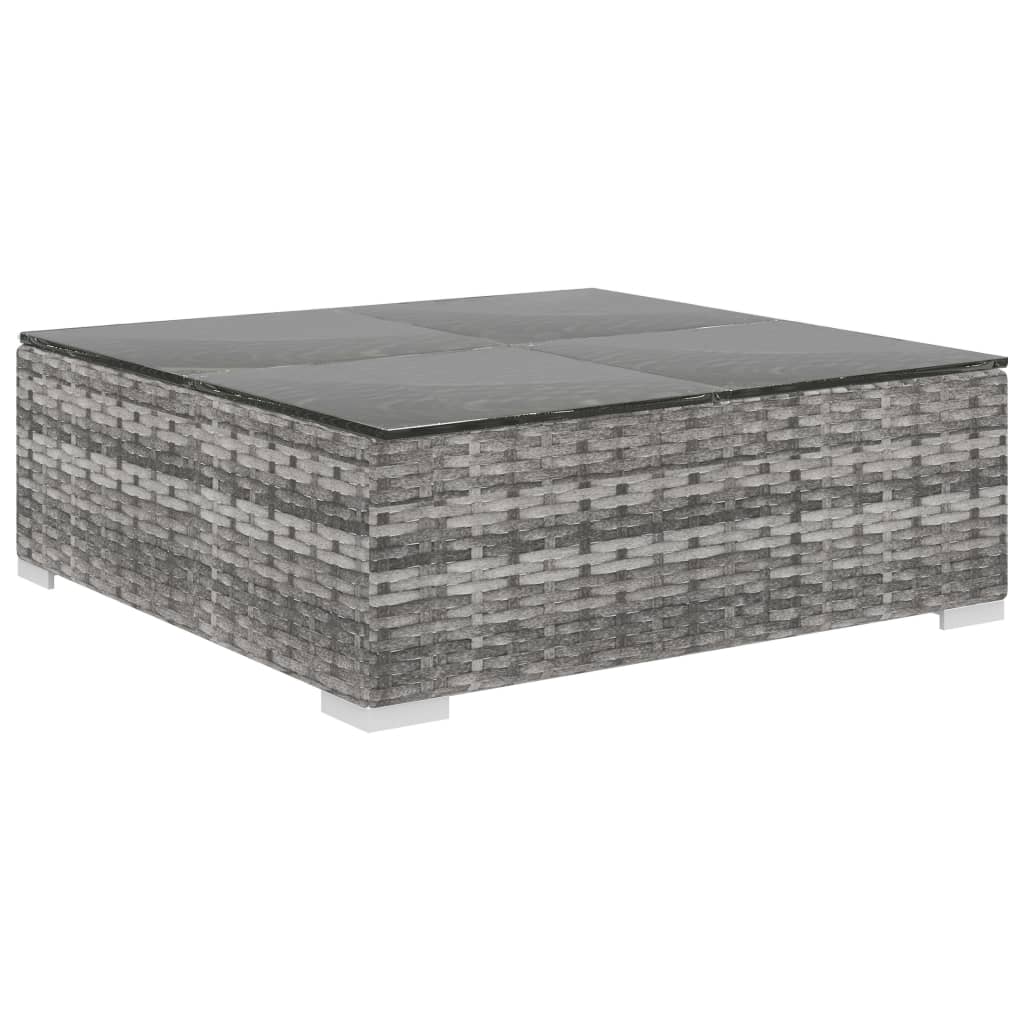 10 pcs conjunto lounge de jardim c/ almofadões vime PE cinzento