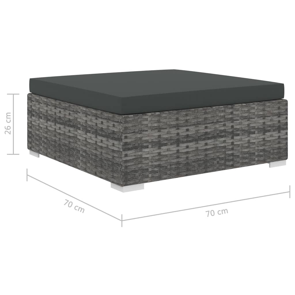 10 pcs conjunto lounge de jardim c/ almofadões vime PE cinzento