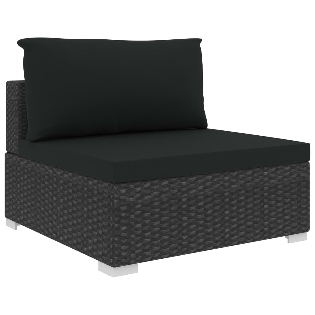 10 pcs conjunto lounge de jardim c/ almofadões vime PE preto