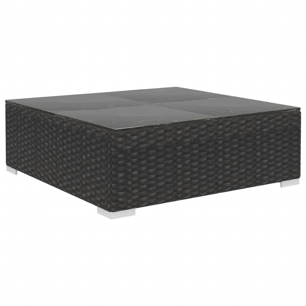 10 pcs conjunto lounge de jardim c/ almofadões vime PE preto