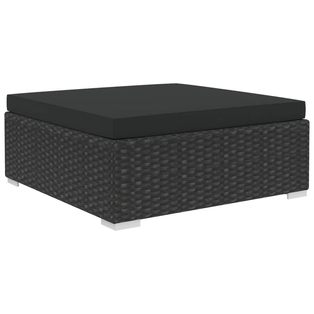 10 pcs conjunto lounge de jardim c/ almofadões vime PE preto