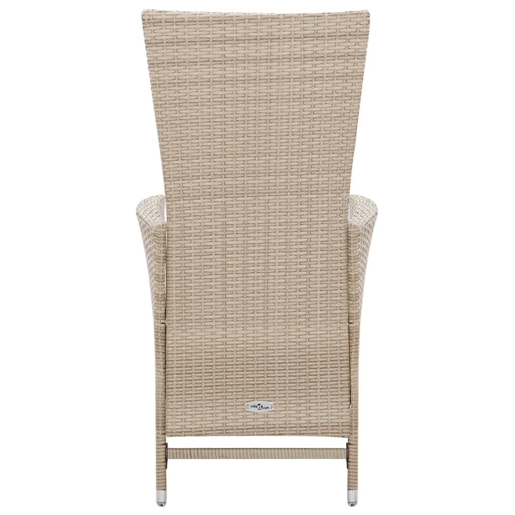 7 pcs conjunto jantar exterior com almofadões vime PE bege