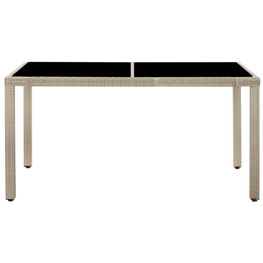 7 pcs conjunto jantar exterior com almofadões vime PE bege