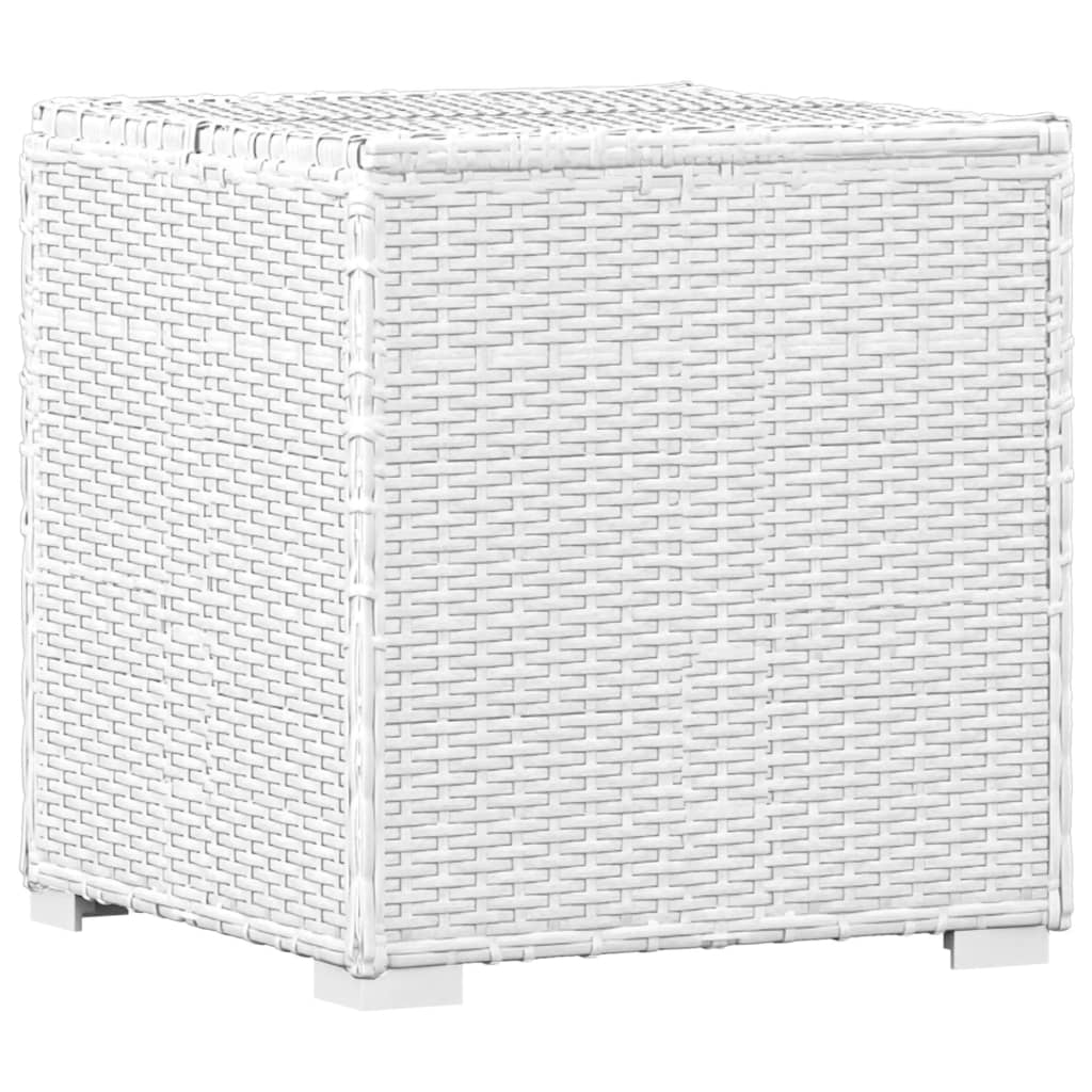 Sun lounger with cushion and coffee table in white PE wicker