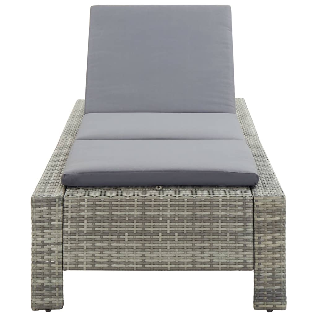 Grey PE wicker sun lounger with cushion