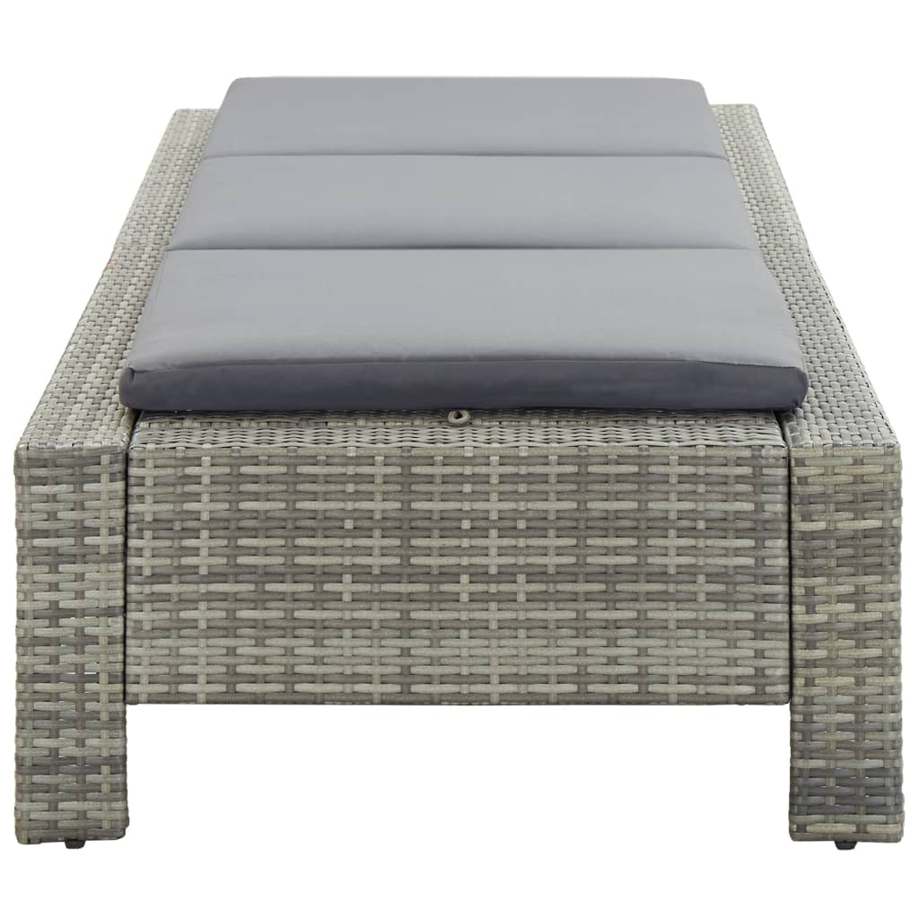 Grey PE wicker sun lounger with cushion