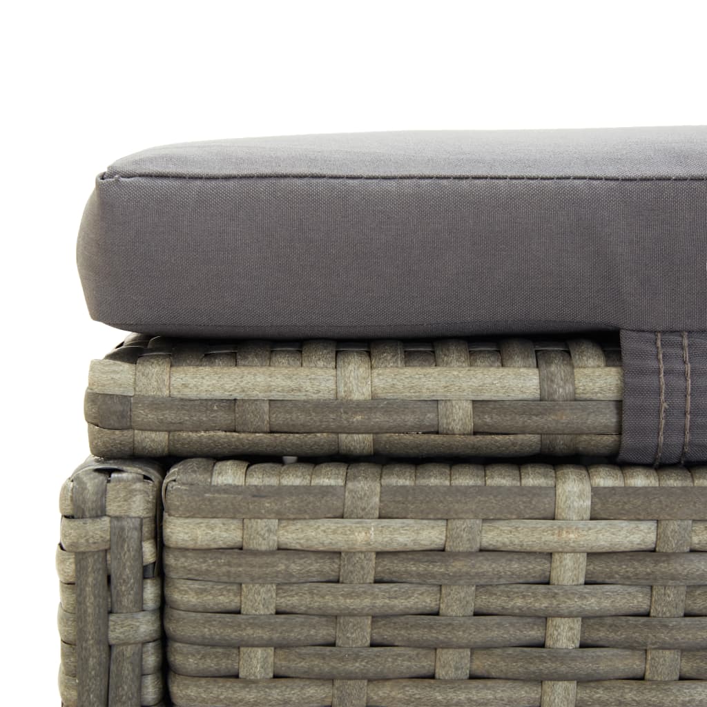 Grey PE wicker sun lounger with cushion