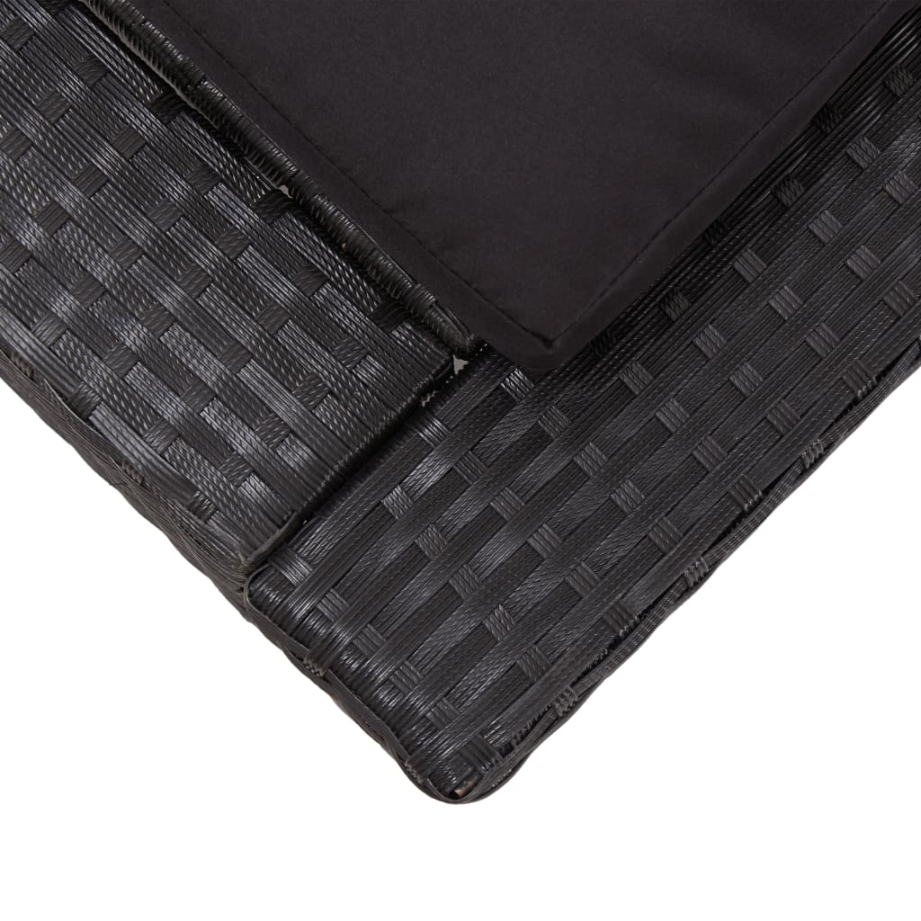 Black PE wicker sun lounger with cushion