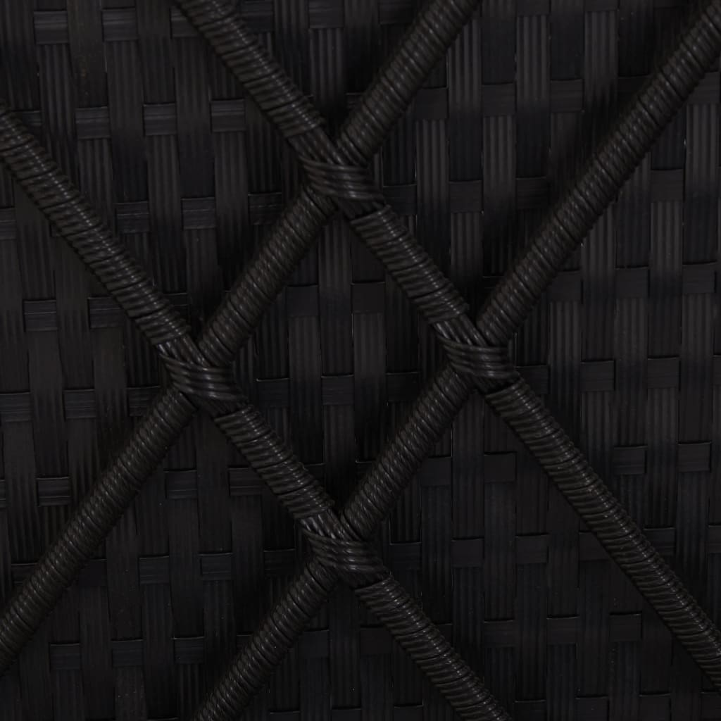 Sun lounger with canopy and cushion in black PE wicker