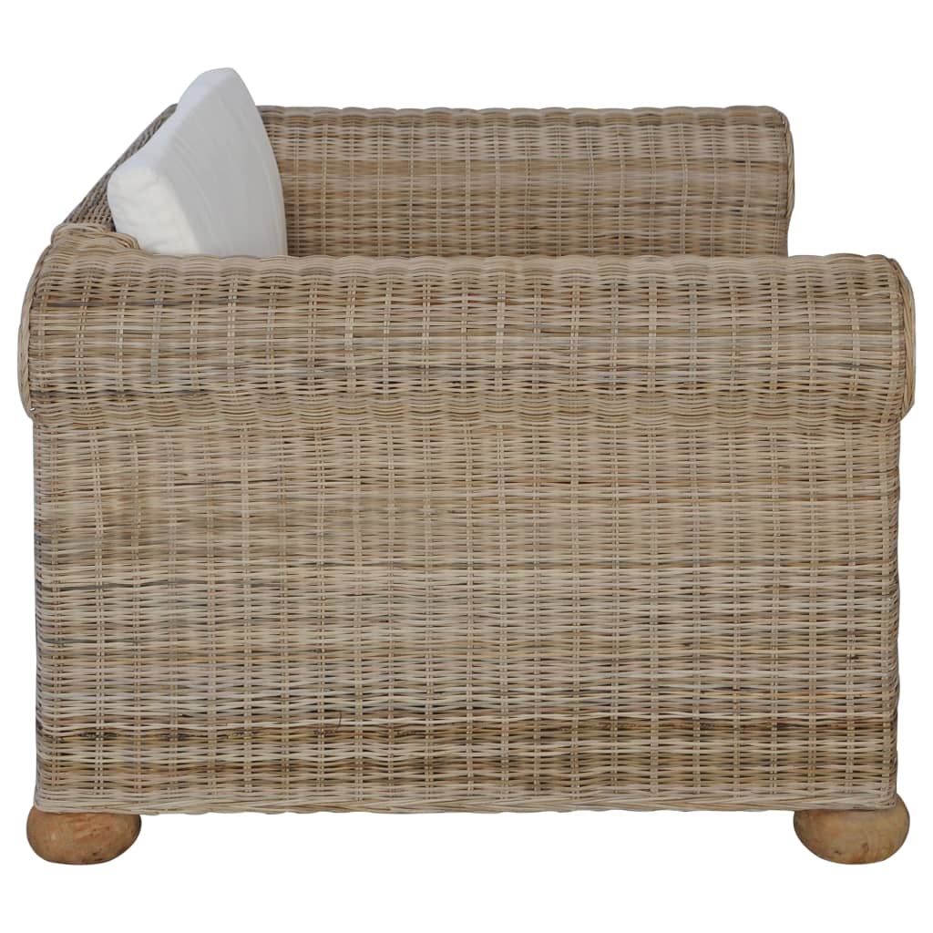 2 pcs conjunto de sofás com almofadões vime natural