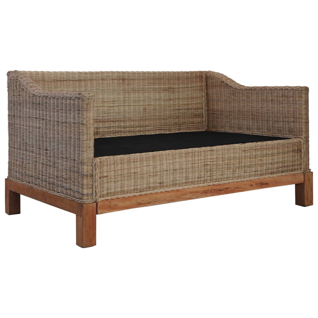 2 pcs conjunto de sofás com almofadões vime natural