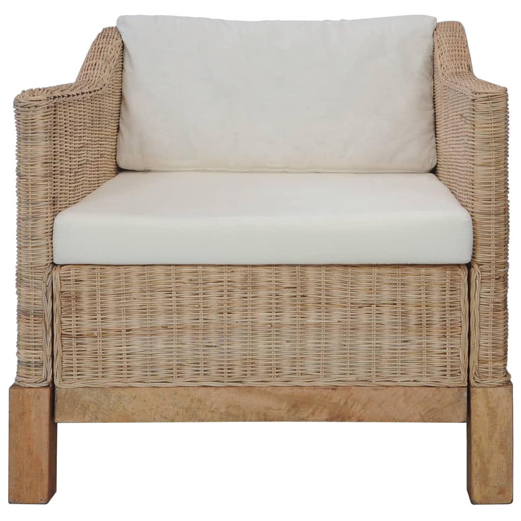 2 pcs conjunto de sofás com almofadões vime natural