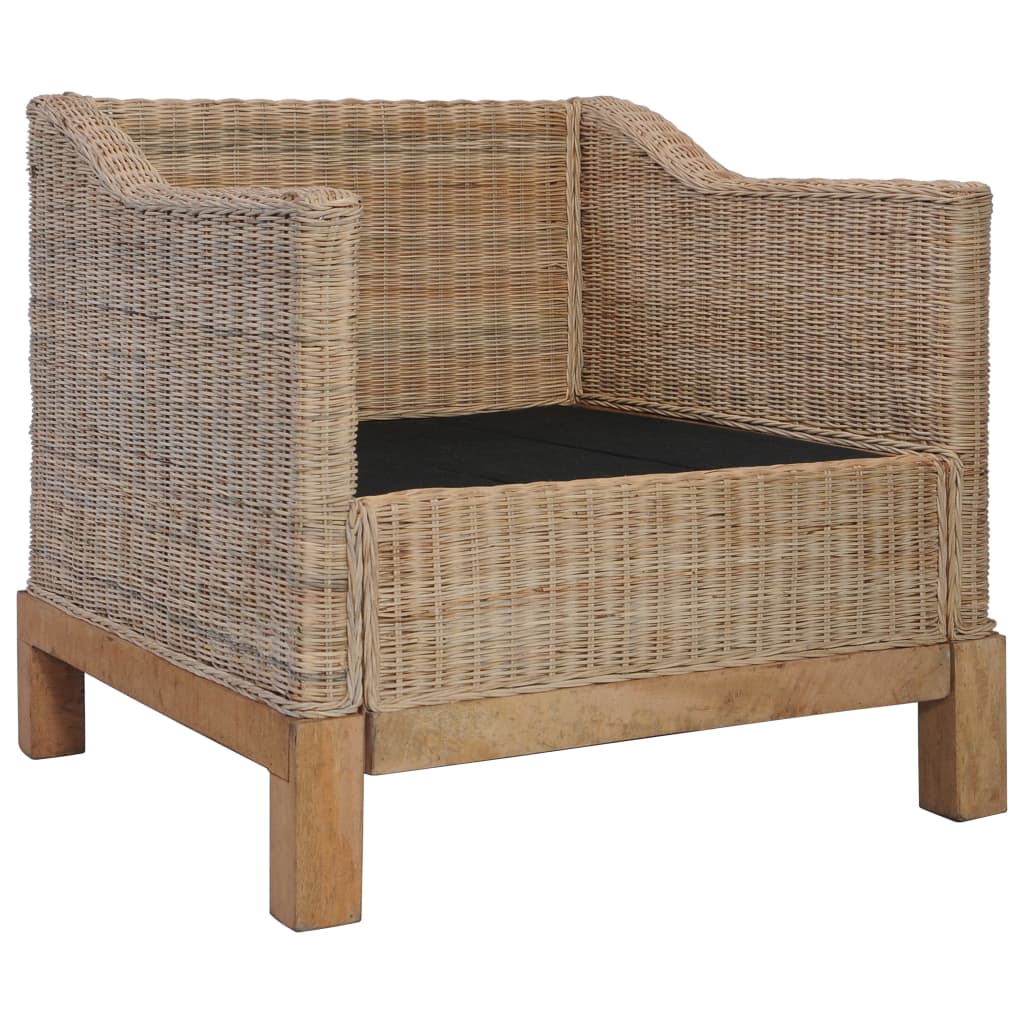 2 pcs conjunto de sofás com almofadões vime natural