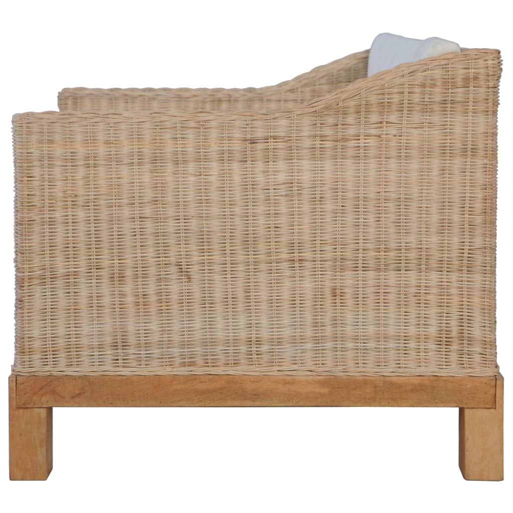 2 pcs conjunto de sofás com almofadões vime natural