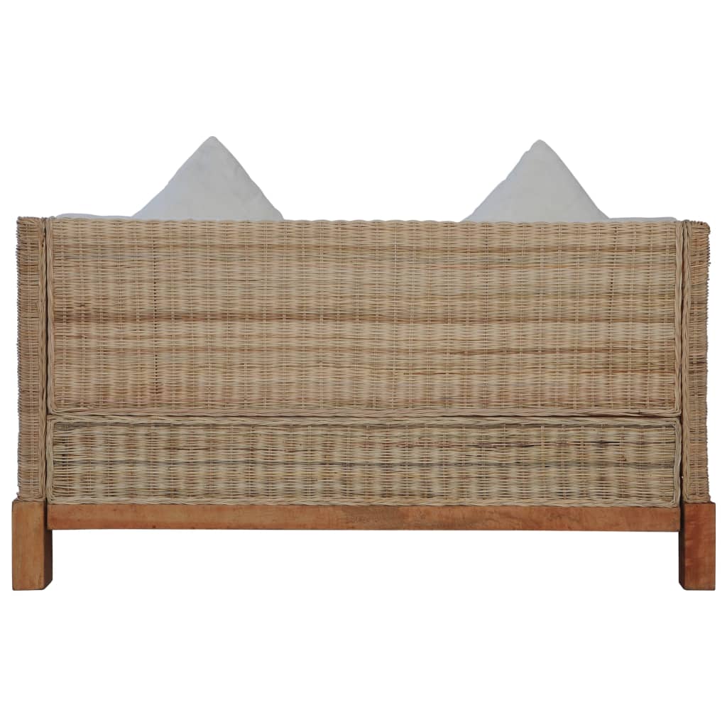 2 pcs conjunto de sofás com almofadões vime natural