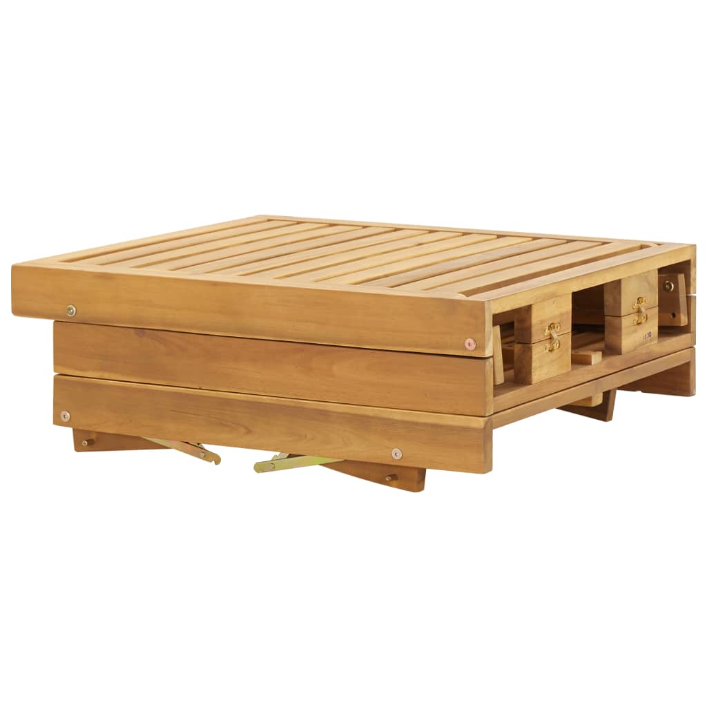 Folding sun lounger with cushion in solid acacia wood