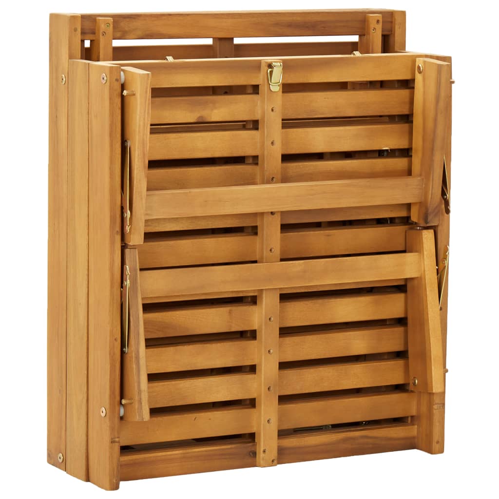 Folding sun lounger with cushion in solid acacia wood