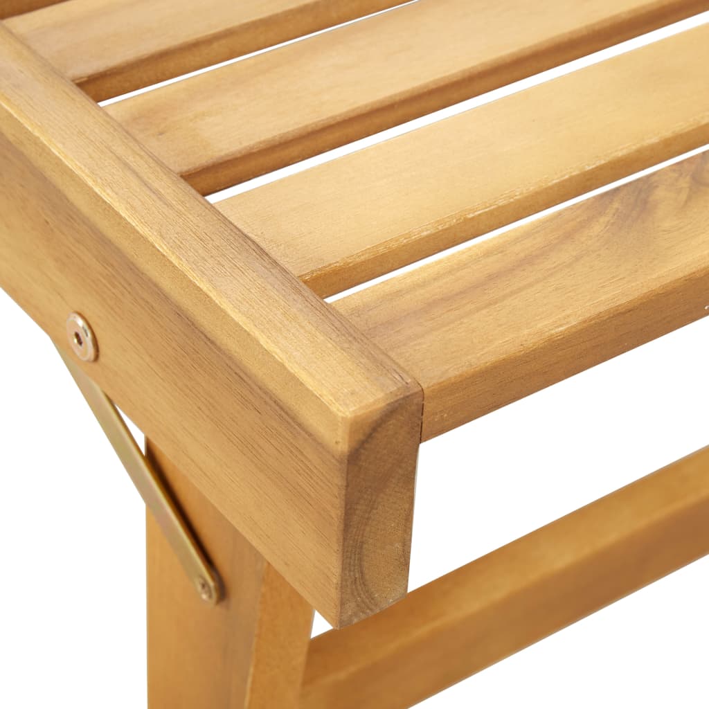 Folding sun lounger with cushion in solid acacia wood