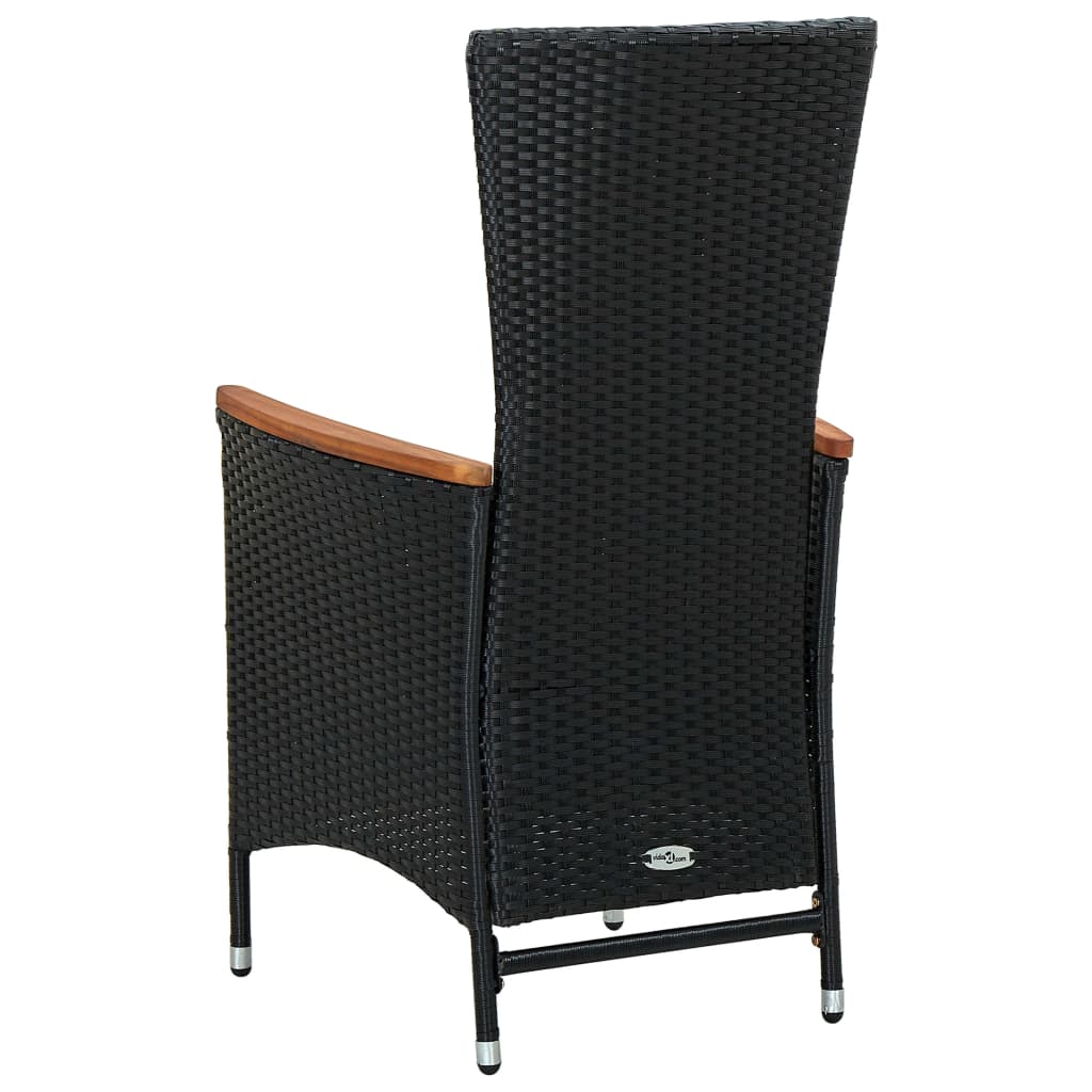 7 pcs conjunto jantar p/ exterior vime PE madeira acácia preto