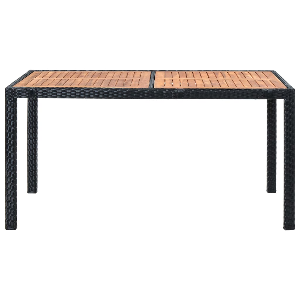 7 pcs conjunto jantar p/ exterior vime PE madeira acácia preto