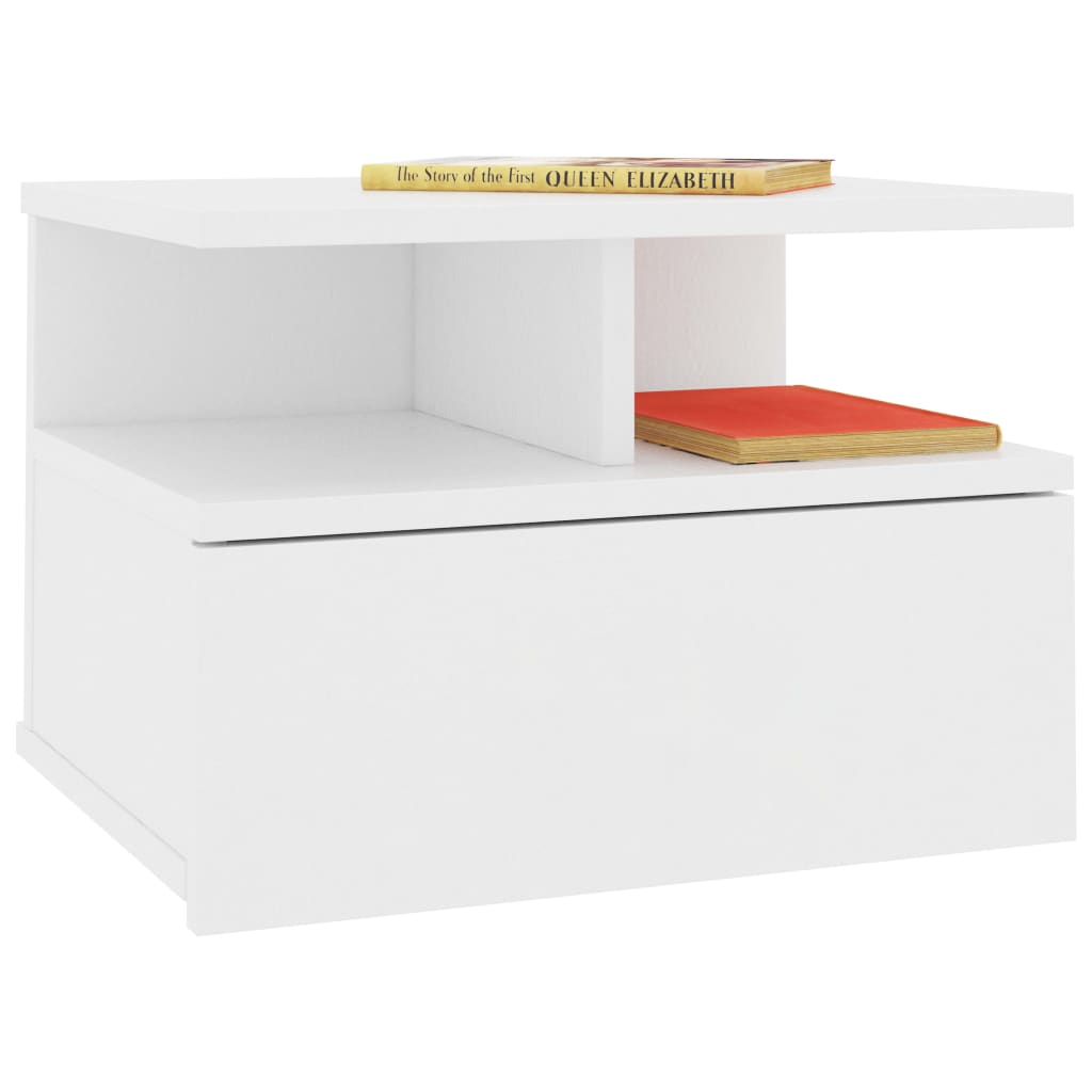 Suspended bedside table 40x31x27 cm wood derivatives white