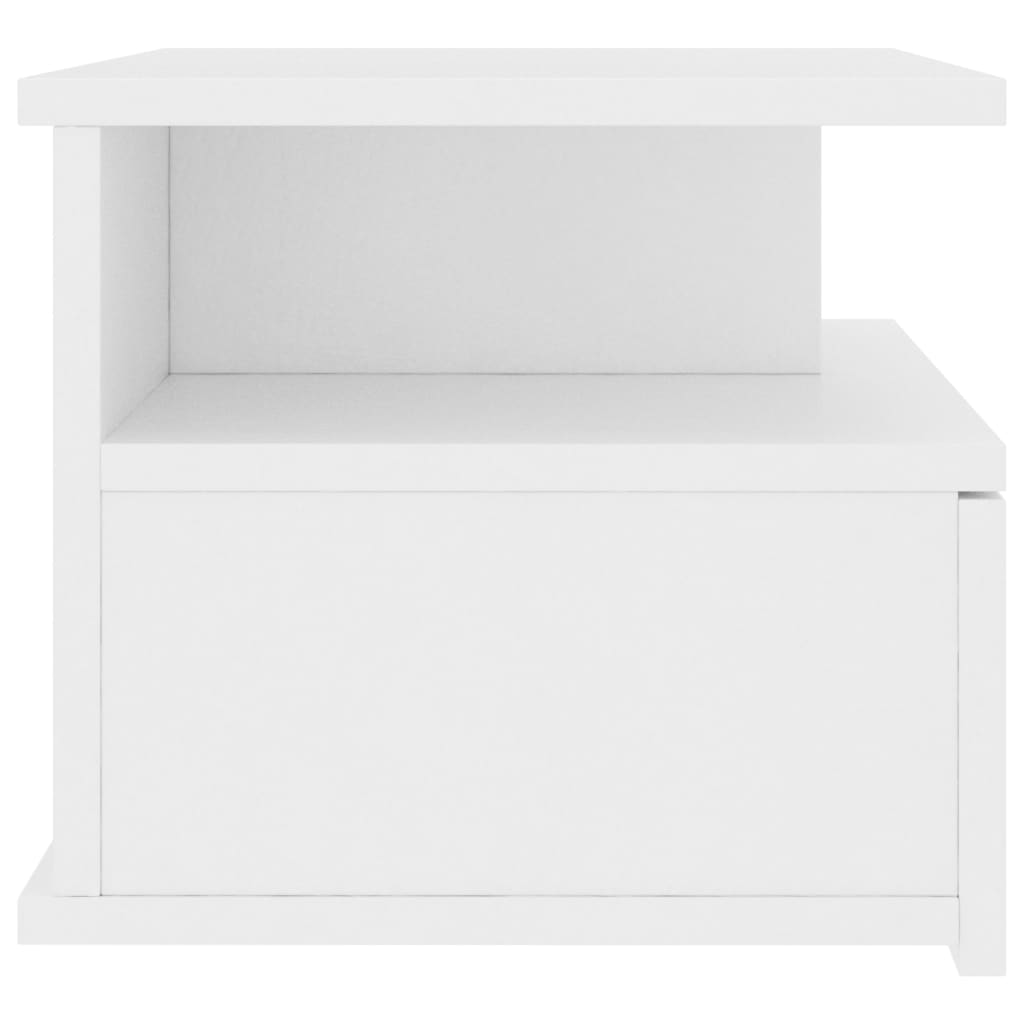 Suspended bedside table 2 pcs white wood derivatives