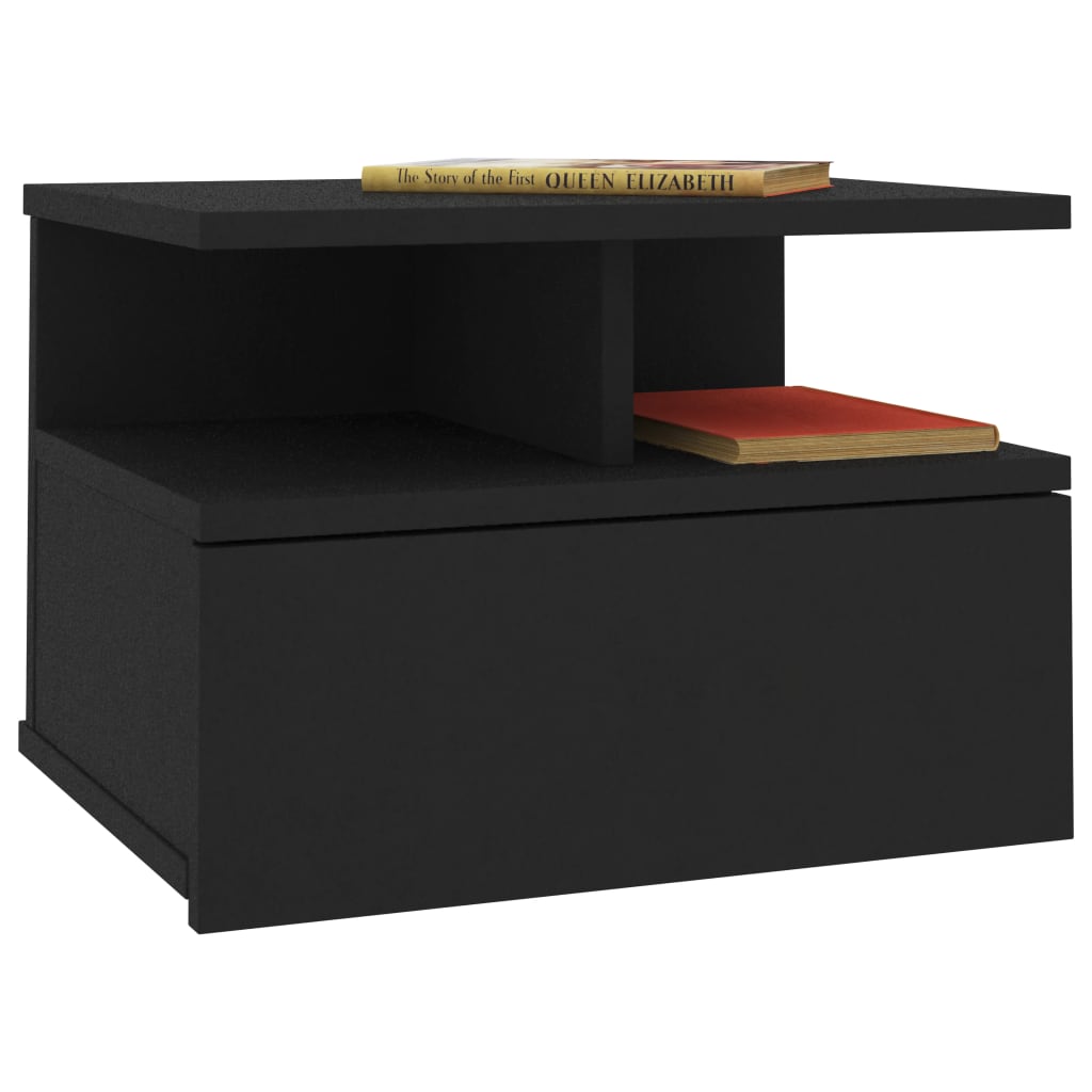 Suspended bedside tables 2pcs 40x31x27 wood derivatives black