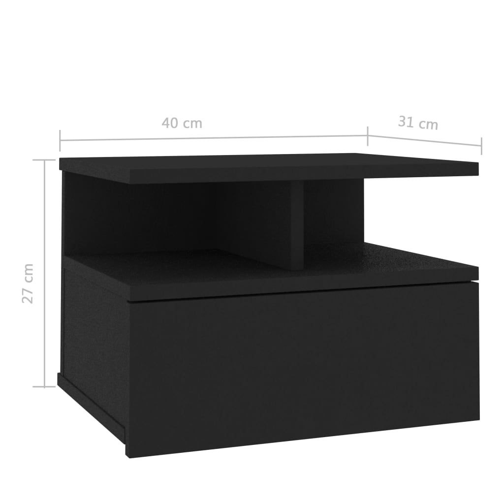 Suspended bedside tables 2pcs 40x31x27 wood derivatives black