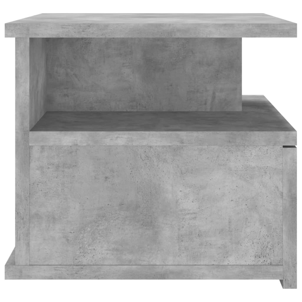 Suspended bedside table made of wood derivatives in cement grey