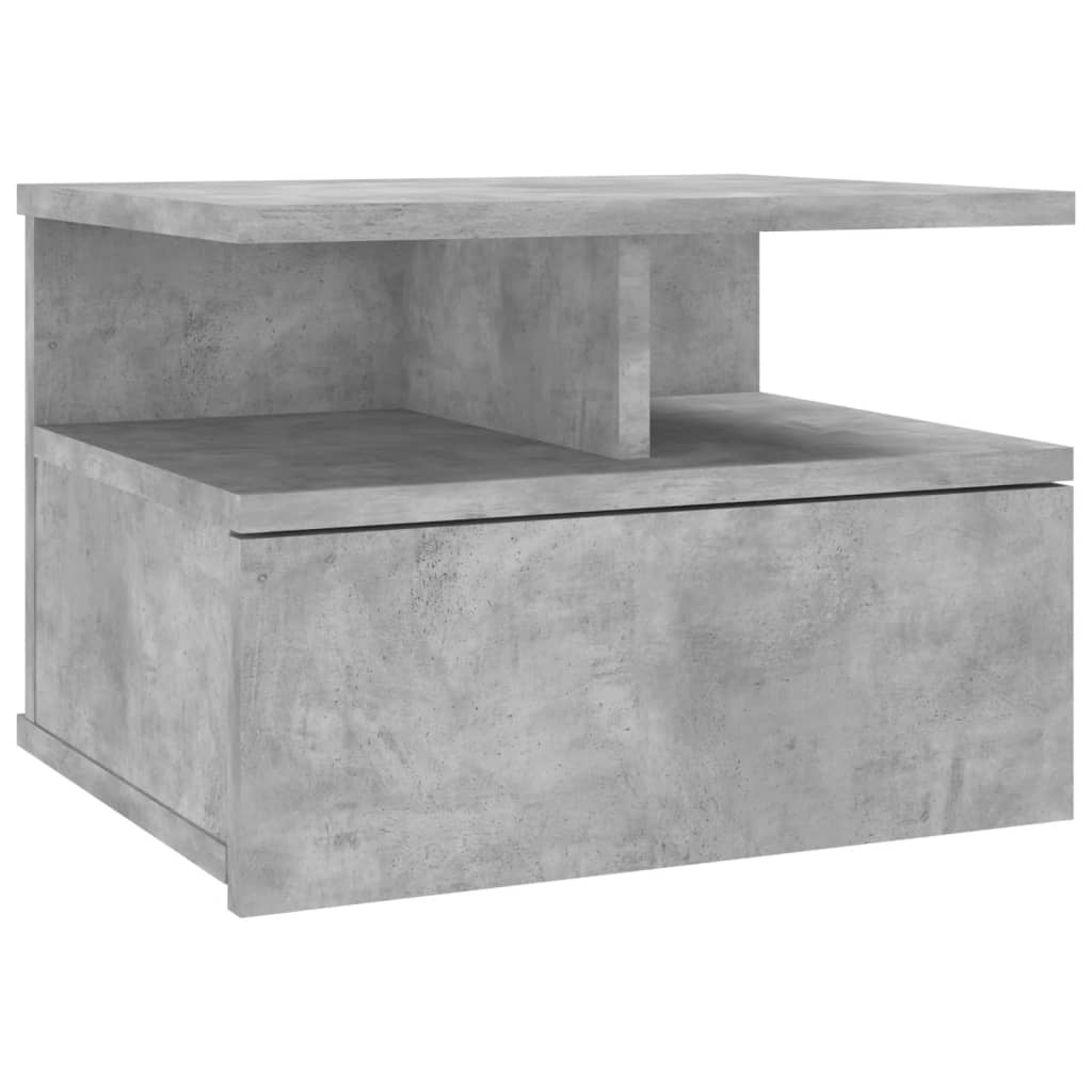 Suspended bedside table 2pcs wood derivatives gray cement