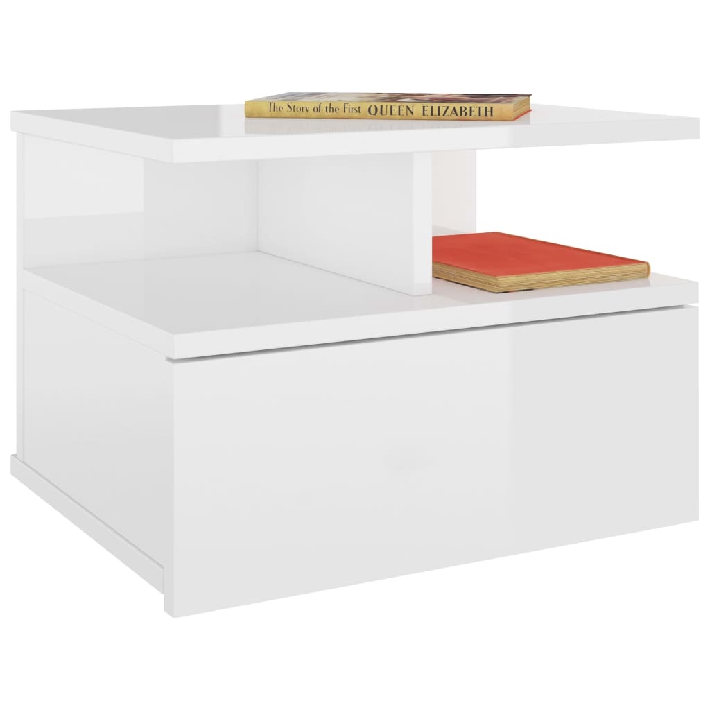 Suspended bedside table 2 pcs 40x31x27 cm glossy white