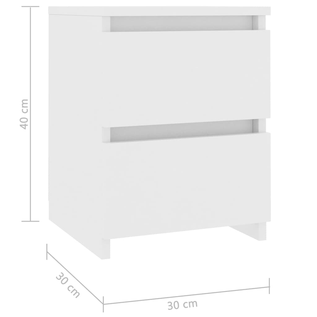 Bedside tables 2 pcs 30x30x40 cm white plywood