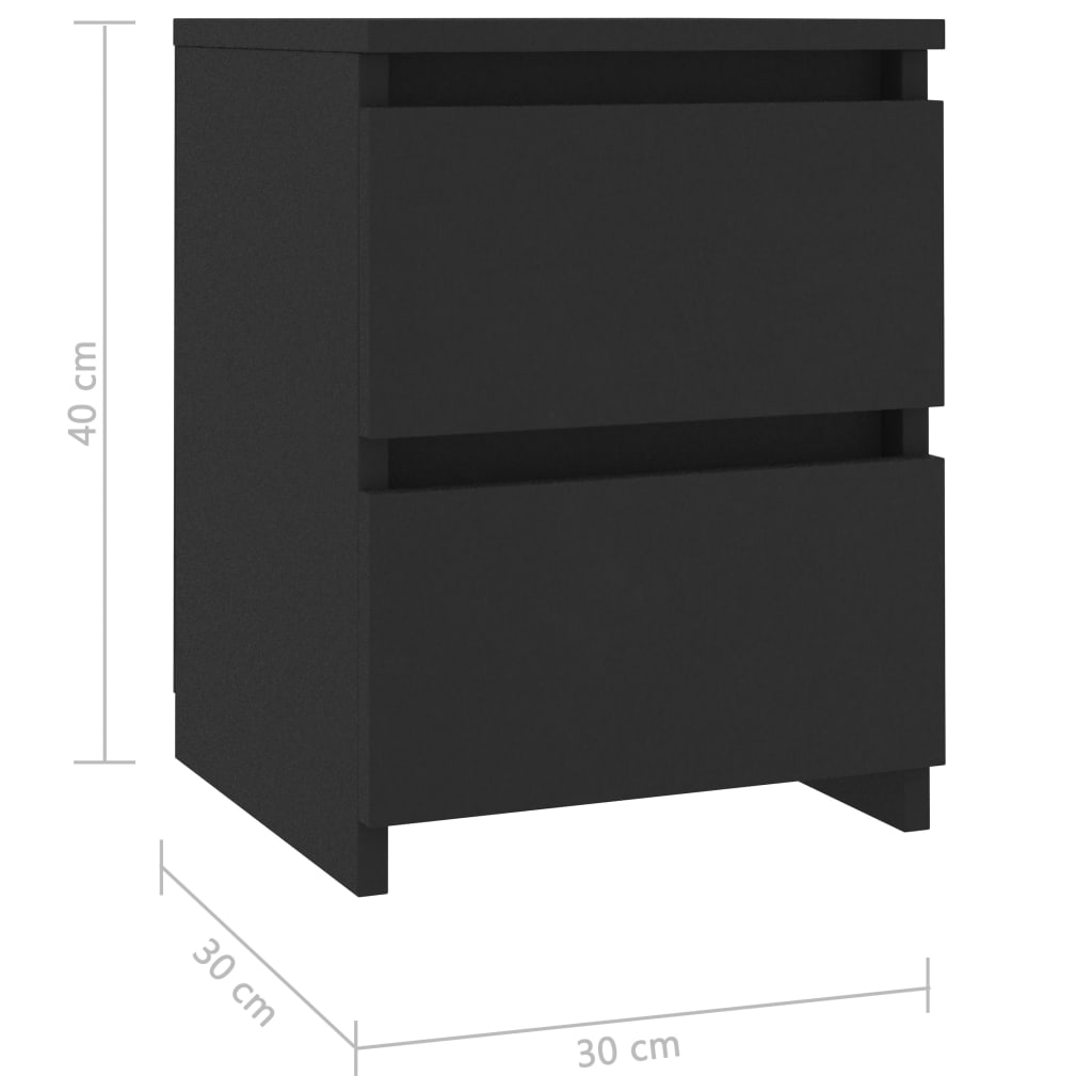 Bedside table 30x30x40 cm black plywood