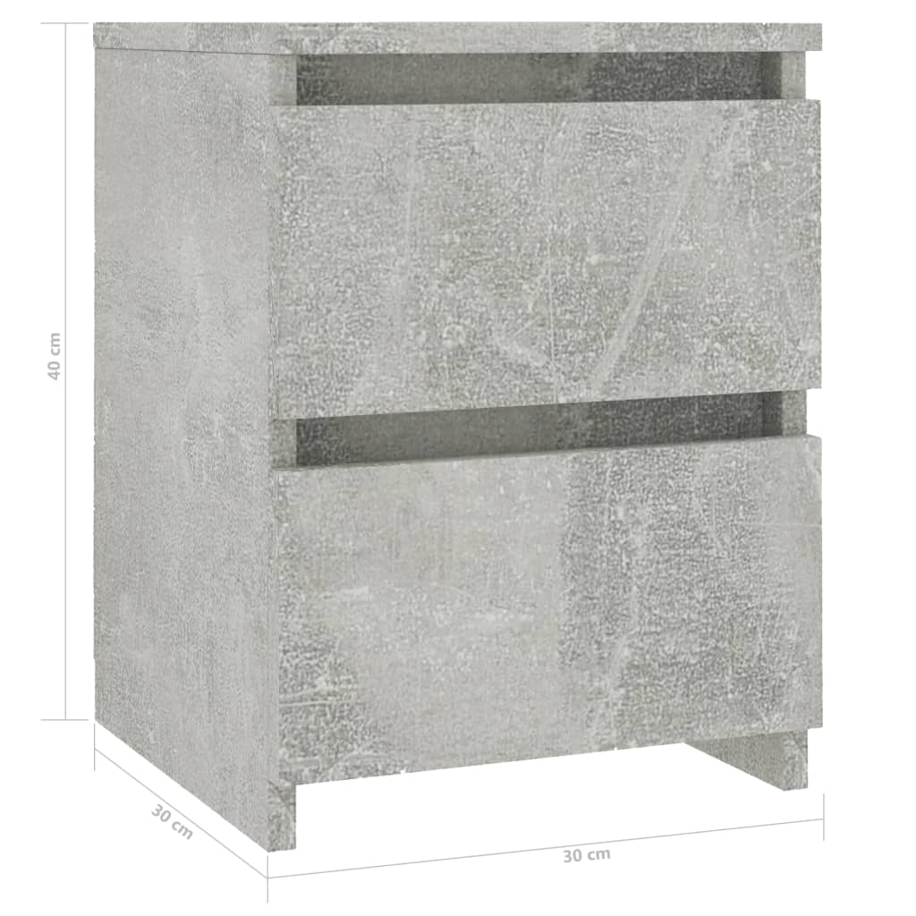 Bedside table 30x30x40 cm cement grey plywood