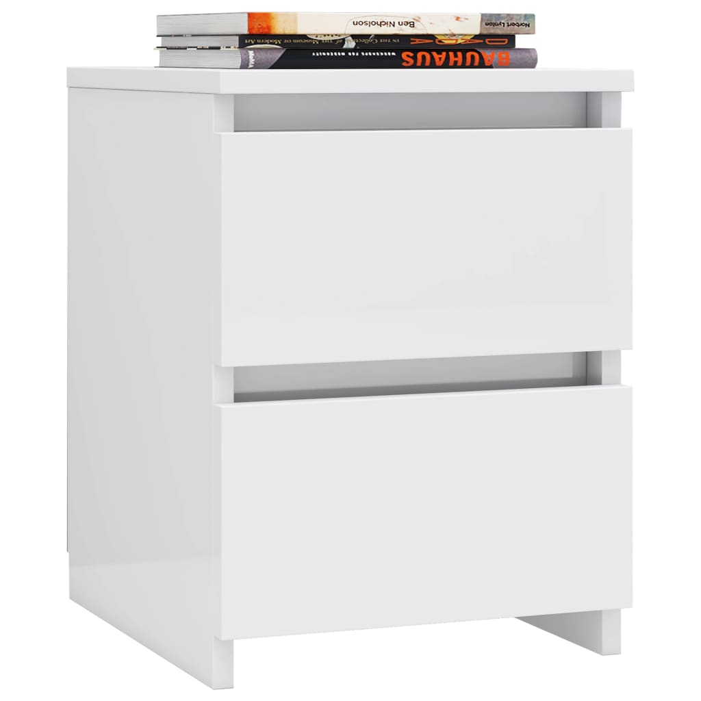 Bedside tables 2 pcs 30x30x40 cm glossy white countertop