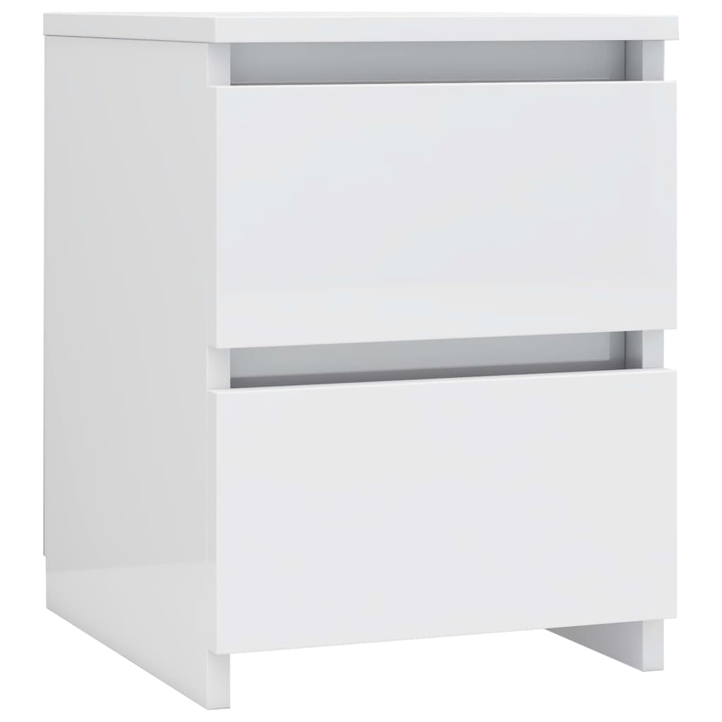 Bedside tables 2 pcs 30x30x40 cm glossy white countertop