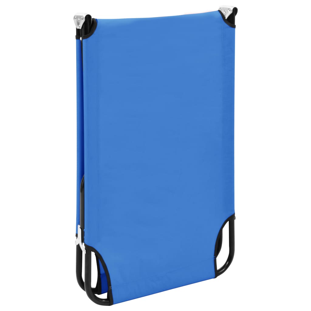 Blue steel folding sun lounger/bed