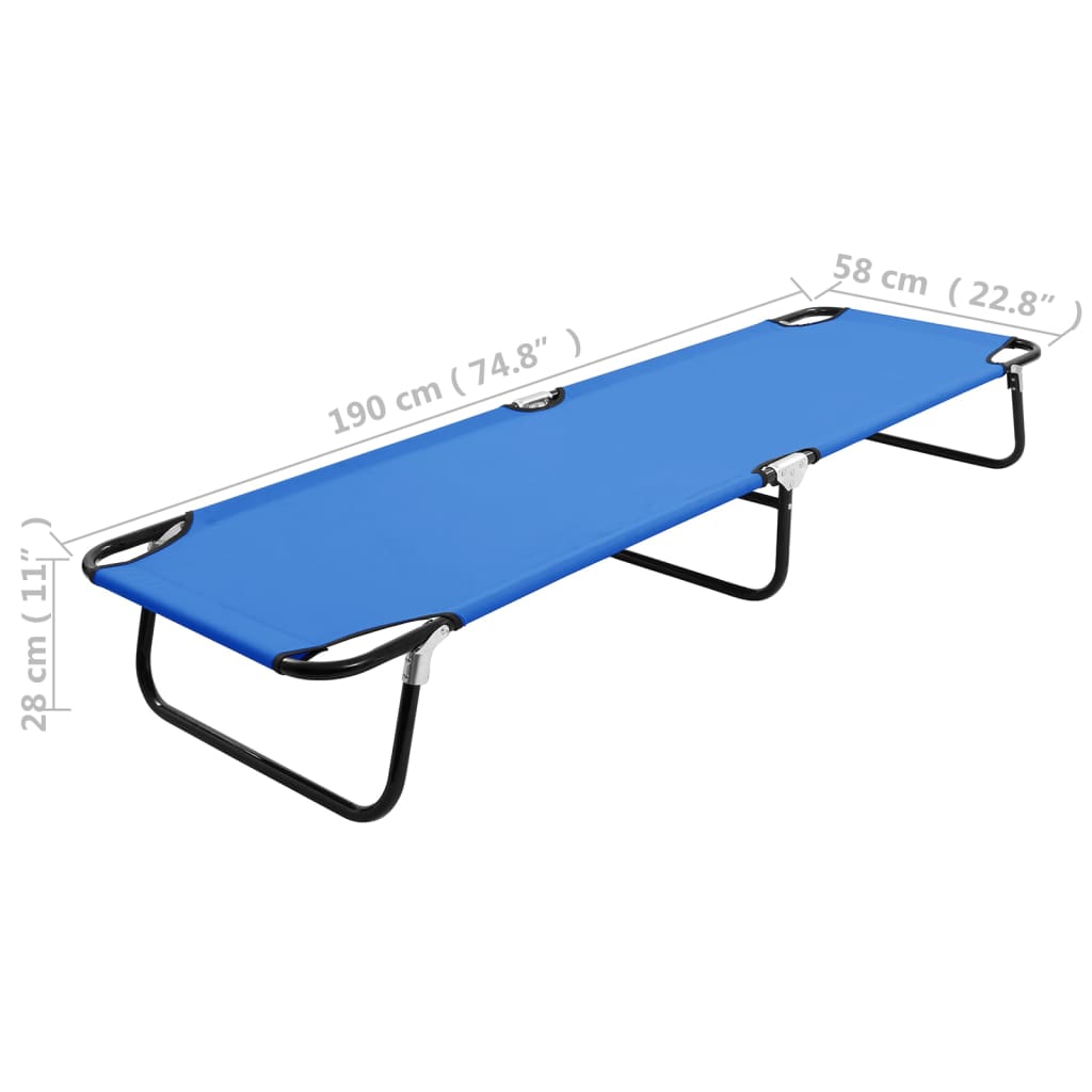 Blue steel folding sun lounger/bed