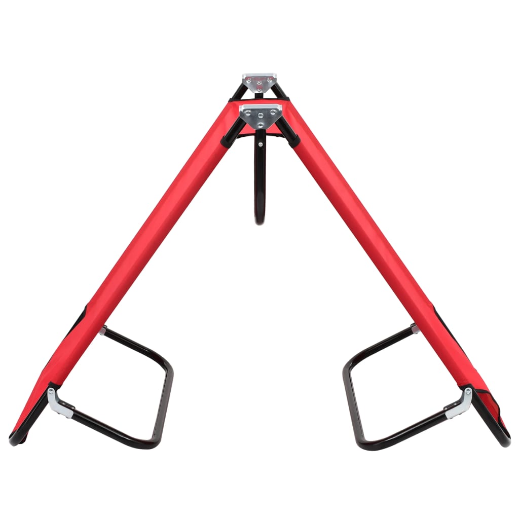 Red steel folding sun lounger/bed