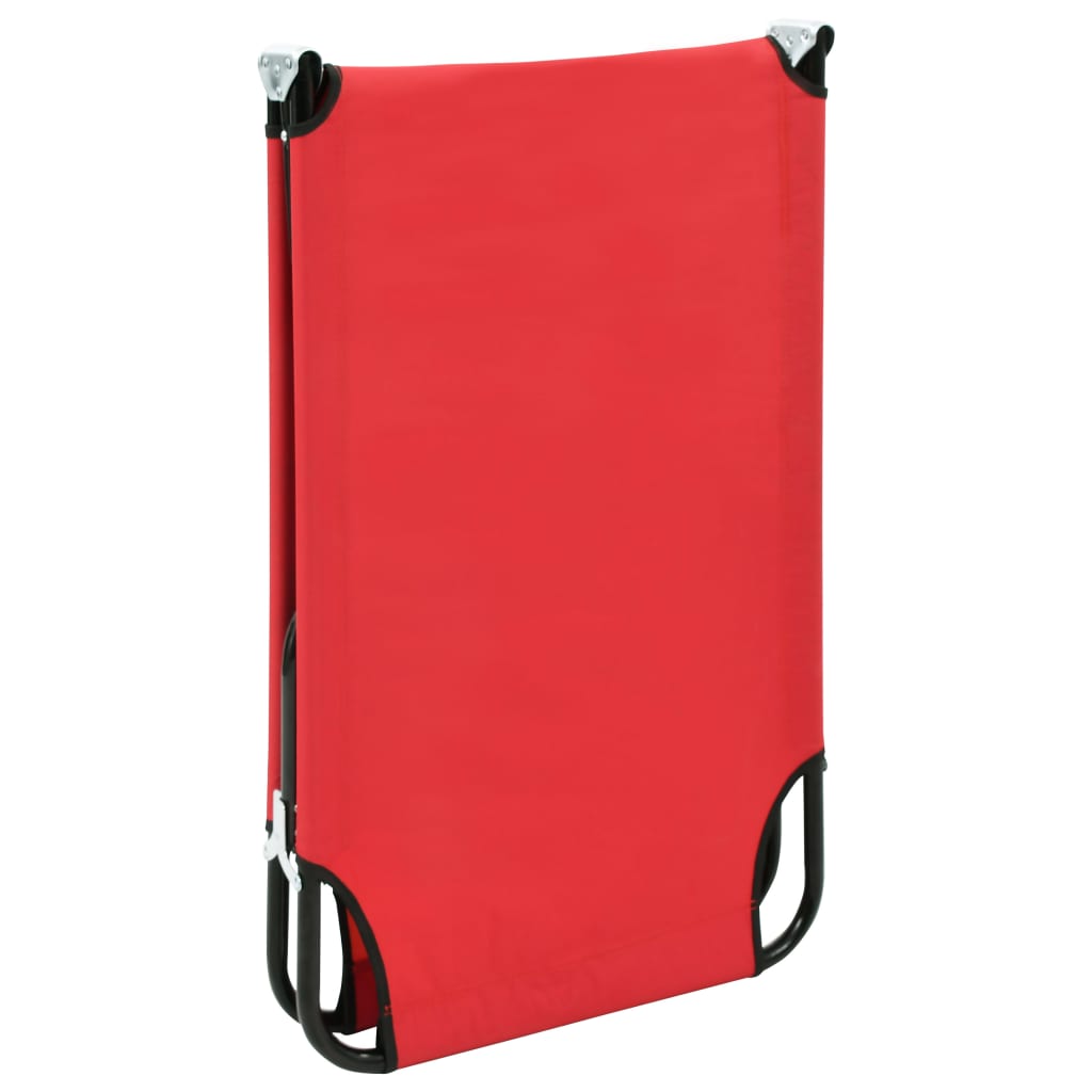 Red steel folding sun lounger/bed
