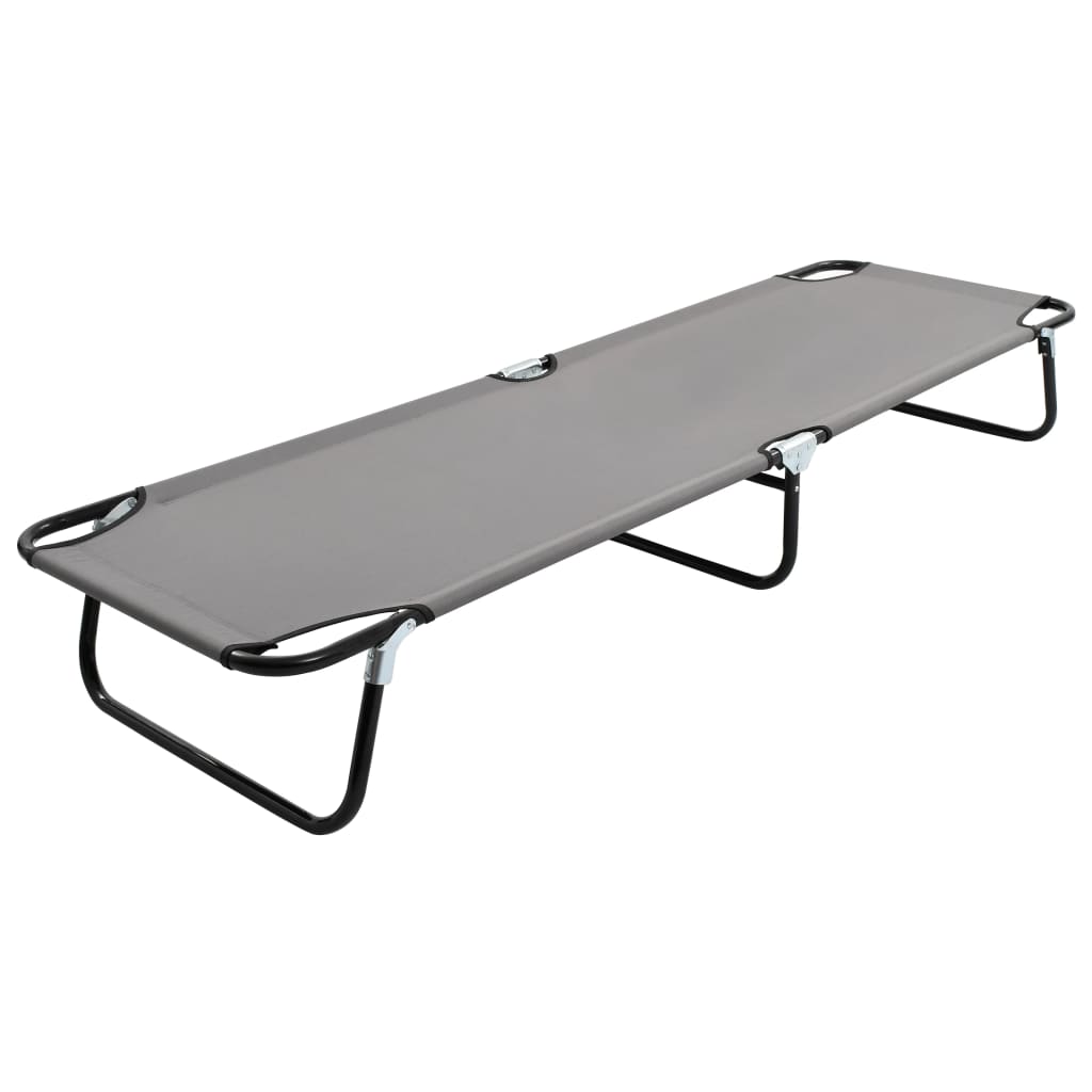 Grey steel folding sun lounger/bed