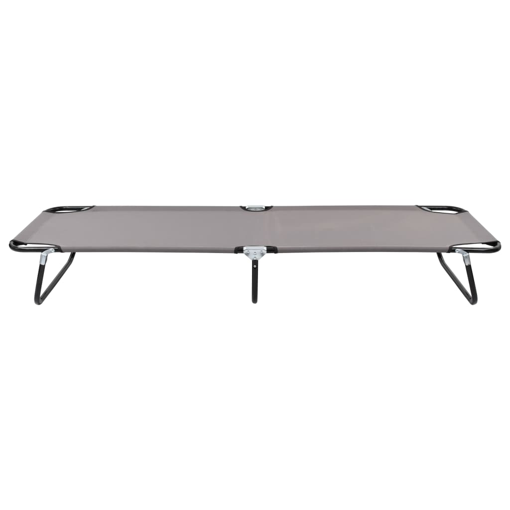 Grey steel folding sun lounger/bed