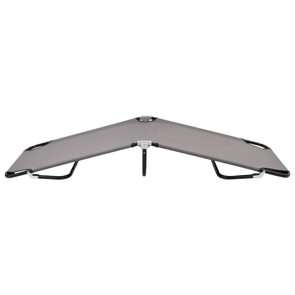 Grey steel folding sun lounger/bed