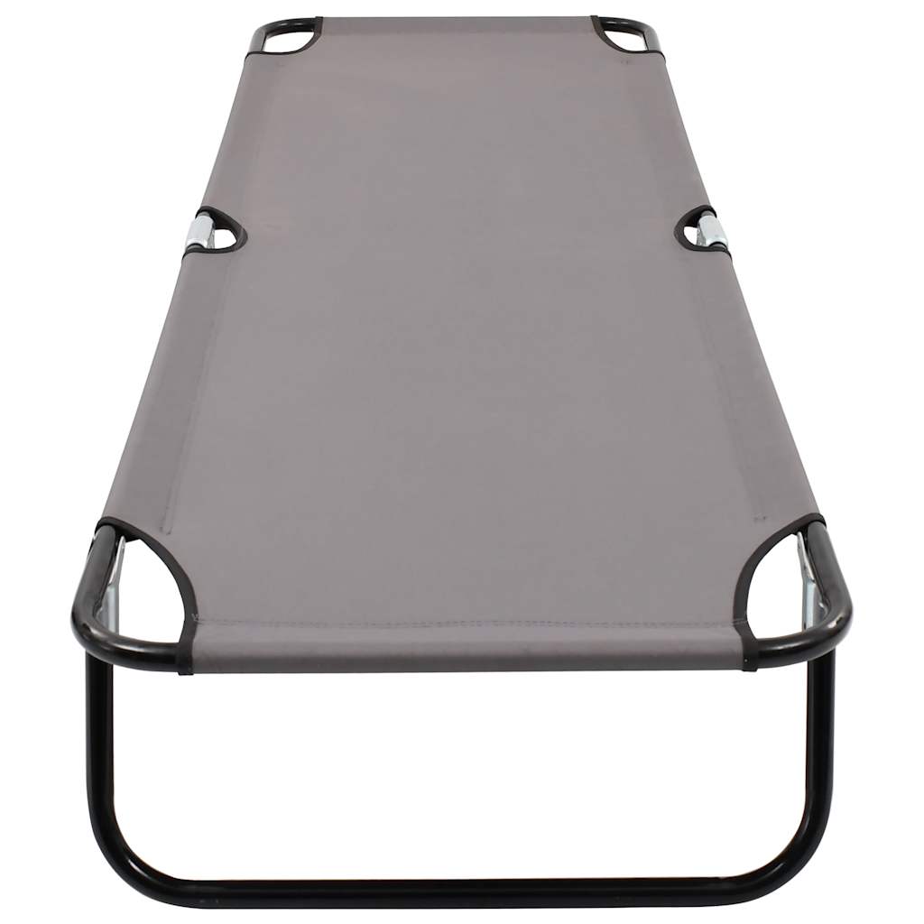 Grey steel folding sun lounger/bed